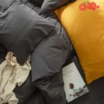 روتختی ساده زرد طوسی - تمام کتان