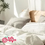 روتختی کاوری ساده تمام کتان پرایم - سفید طوسی