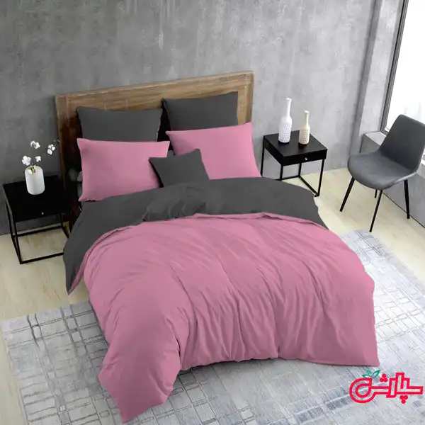 lilac-darkgrey-cotton-duvet-cover روتختی ساده یاسی نوک مدادی کتان