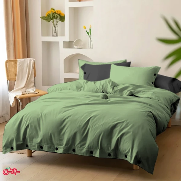 green-dark-grey-linen-duvet-cover روتختی لینن سبز نوک مدادی